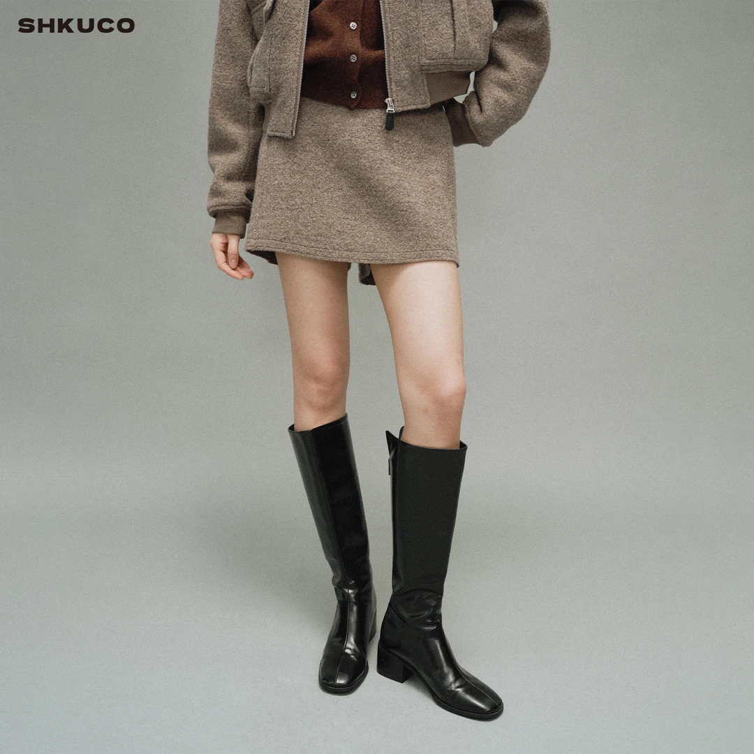 SHKUCO 羊毛圈圈卷毛呢子裙裤9843