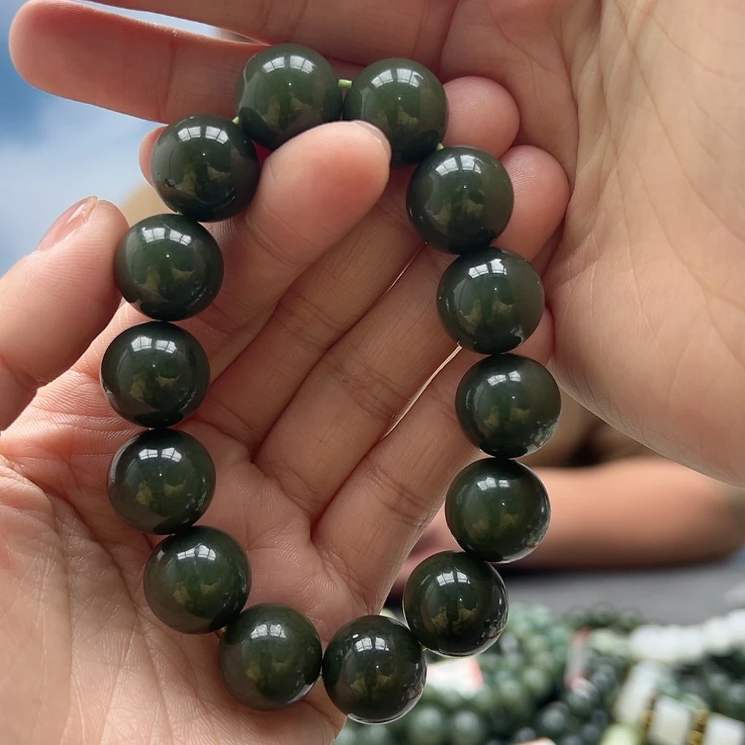 和田玉手串未镶嵌16青黄口