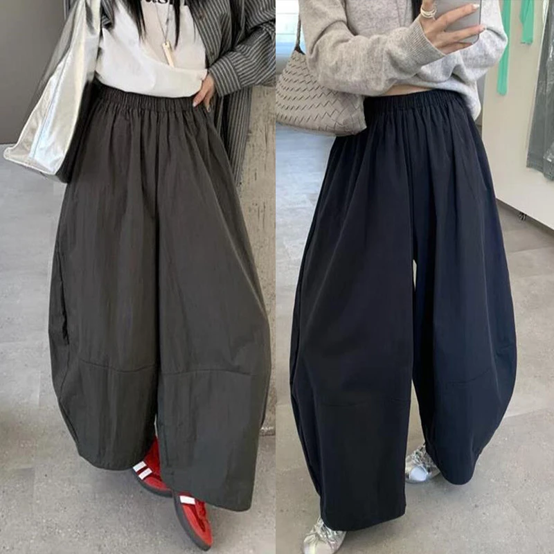 秋季大码高腰显瘦哈伦裤女百搭宽松阔腿裤小个子垂感休闲九分裤