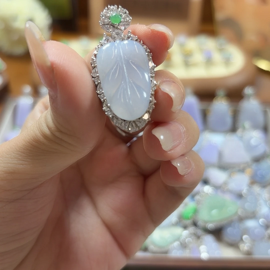 翡翠银S925镶嵌吊坠(不含链)