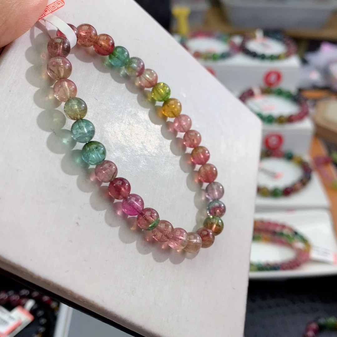 未镶嵌碧玺手链     6mm。
