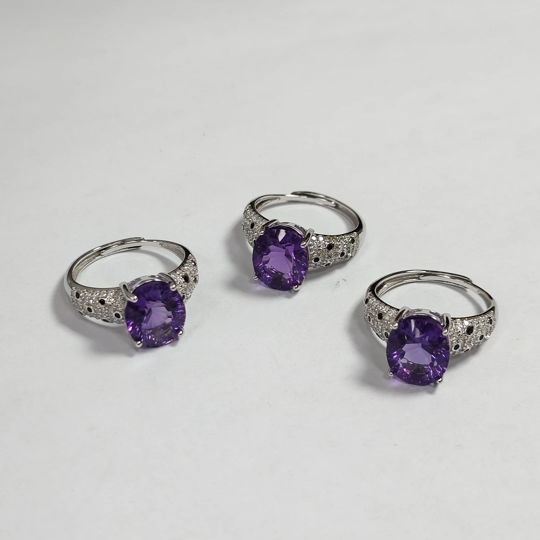 【书记甄选】天然紫水晶戒指s925银镶嵌 多样性发一件 8308QQ