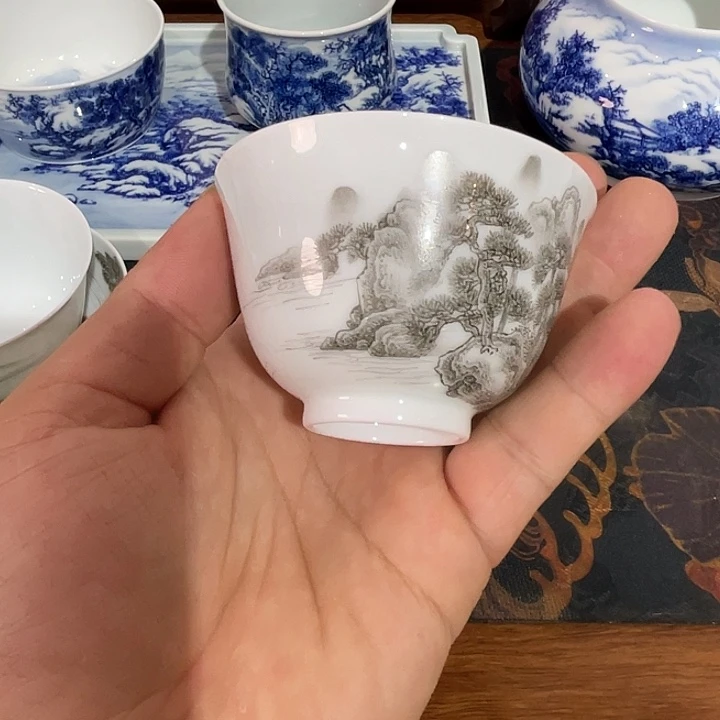 海***天墨彩细工山水主人杯杯