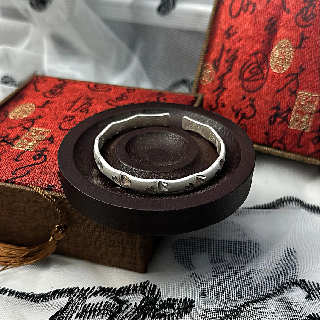 足银手镯 999.9 25g【S006】 开口磨砂竹节手镯经典百搭手工时尚