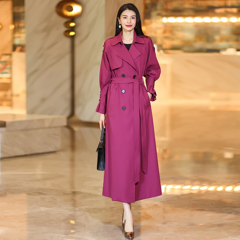 春秋季长款轻奢风女风衣女士收腰秋冬时尚过膝外套时尚显瘦流行