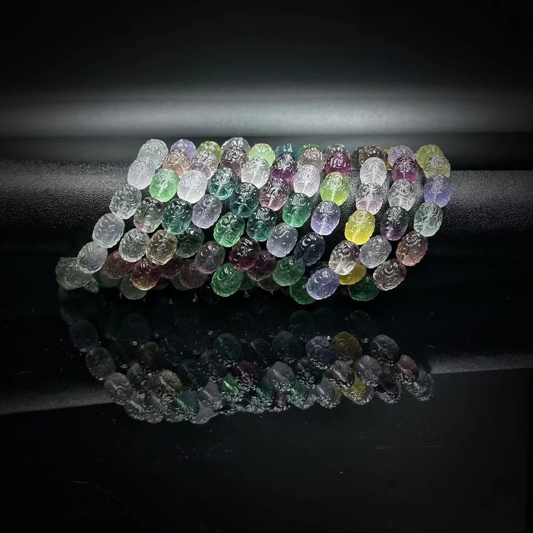 SJ0931 萤石回纹桶珠手链 多样性发一