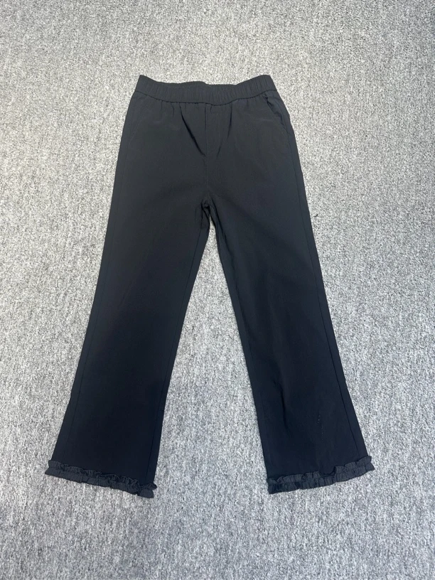 128弹力松紧腰后开叉烟管裤