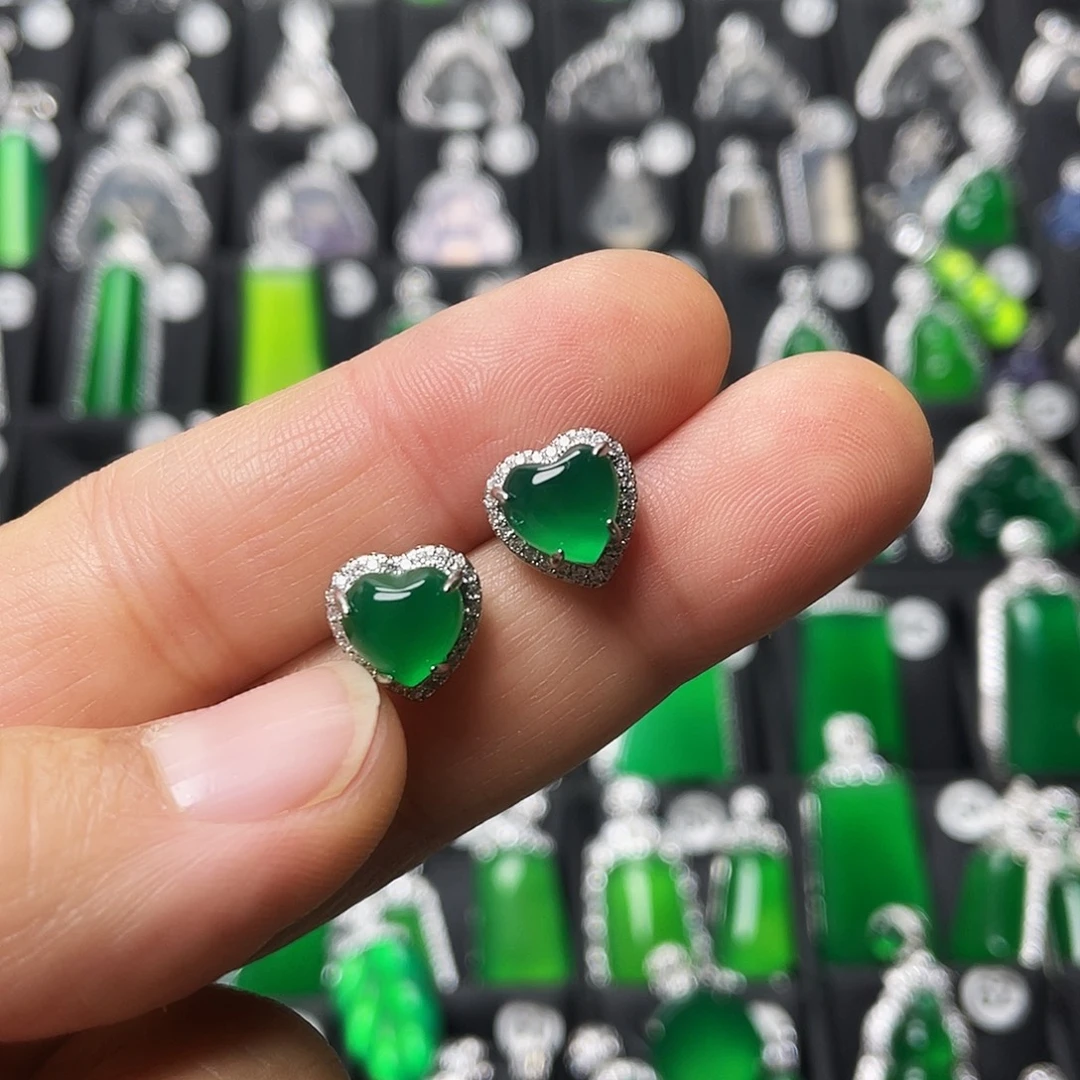 玛瑙/玉髓合金耳钉