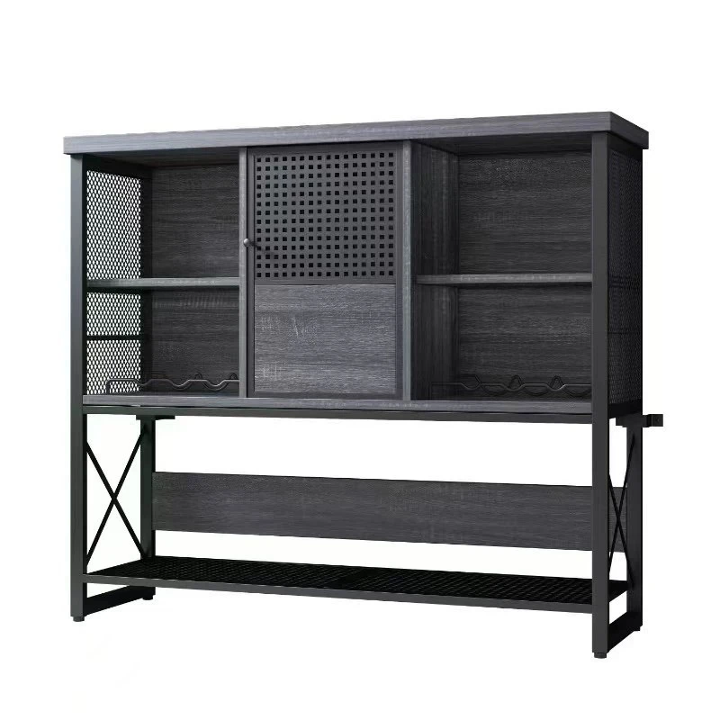 欧式铁艺木质餐边柜客厅置物架家用收纳储物酒水茶吧台靠墙展示柜