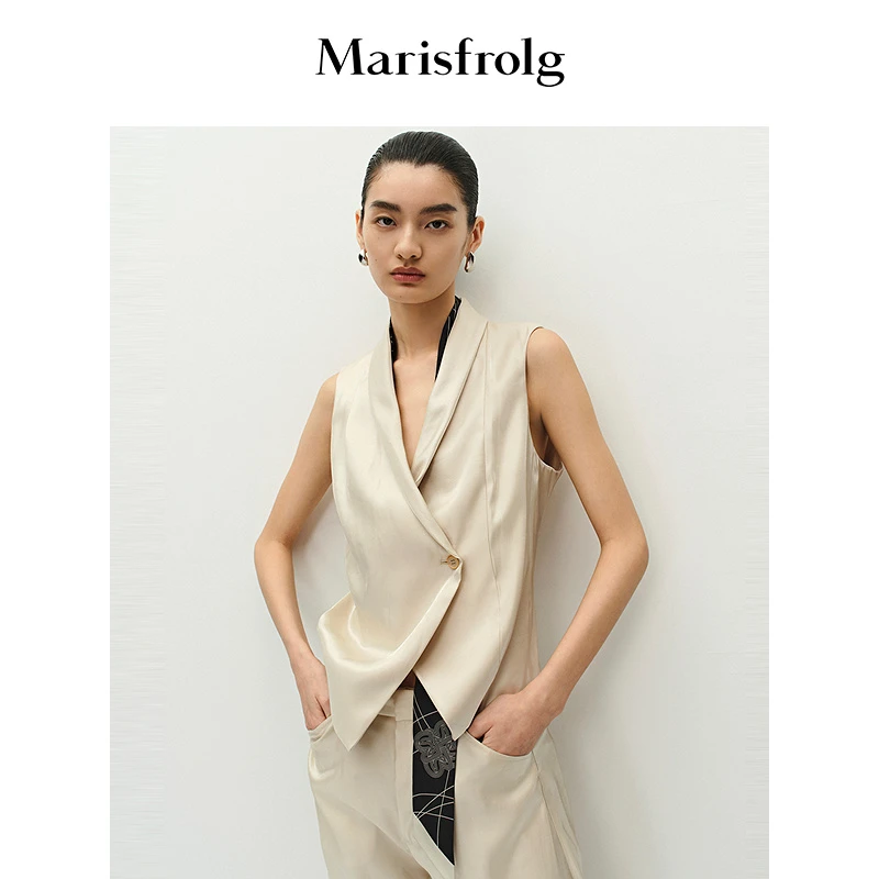 Marisfrolg玛丝菲尔气质时尚女士复古不规则简约马甲A1FZ25494