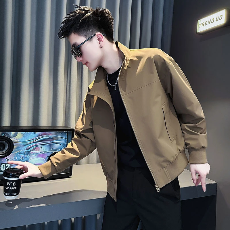 外套男款春秋季2025新款网红洋气炸街男装衣服高级感休闲立领夹克