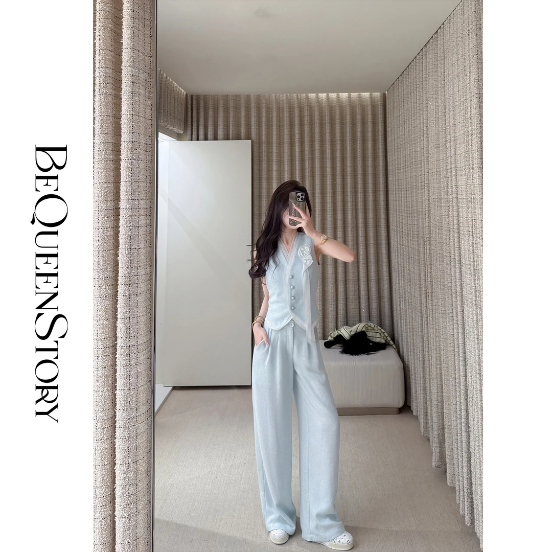 余潇潇【塞纳香颂】高级感小香风V领马夹&阔腿裤套装夏装新款