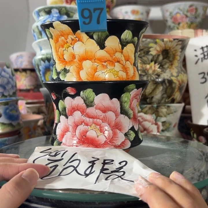 景德镇手绘花盆满38包邮偏远地区除外