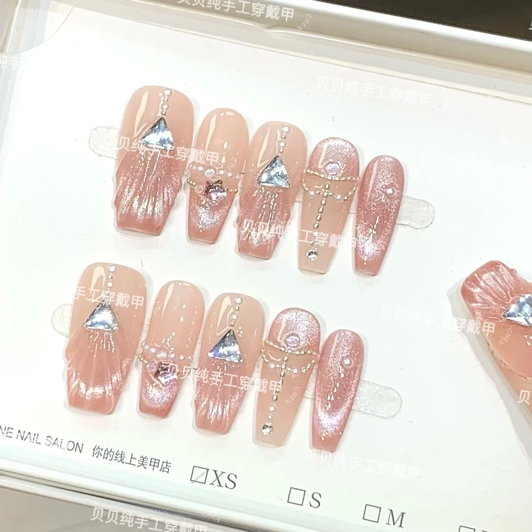 【仙女裙摆】轻奢简灵纯手工穿戴甲反复佩戴美甲贴