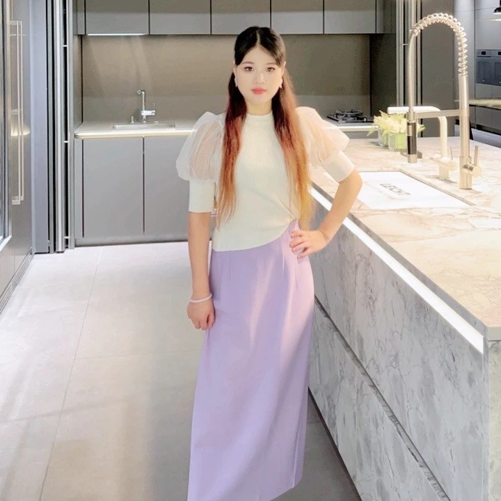 欧风轻奢包臀裙不规则不起球半身裙百搭裙子淡蓝色显瘦气质高腰