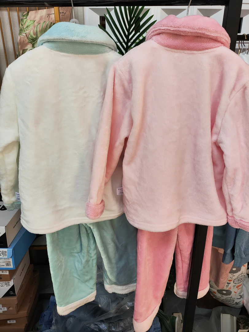 迪S尼  女童双色秋冬季外法兰绒睡衣套装