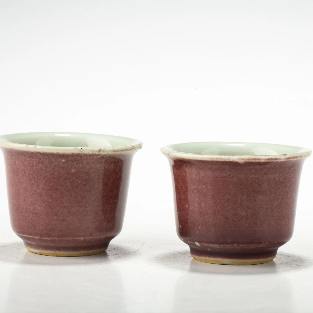 【拍卖-清中】·宣德款霁红釉小杯一对