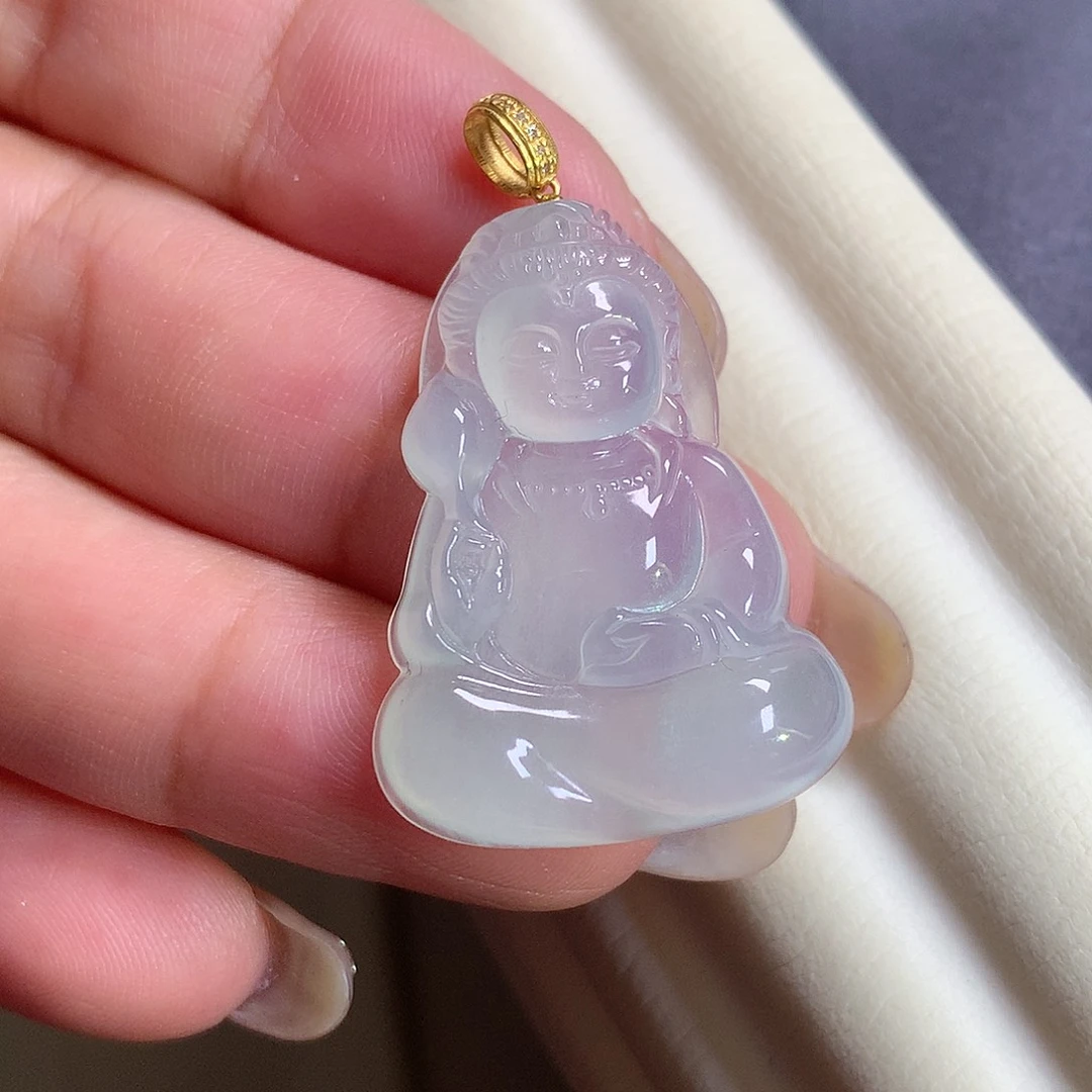 翡翠18K金镶嵌颈饰宝宝佛