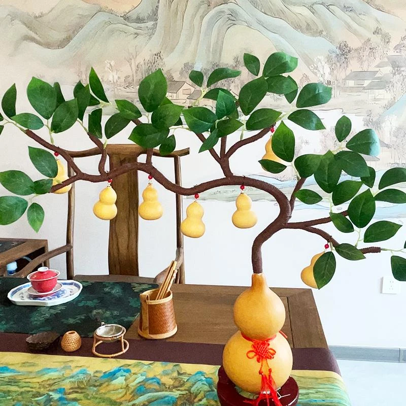 天然葫芦摆件一根藤七个葫芦装饰品公司开业中式招财乔迁新居礼物