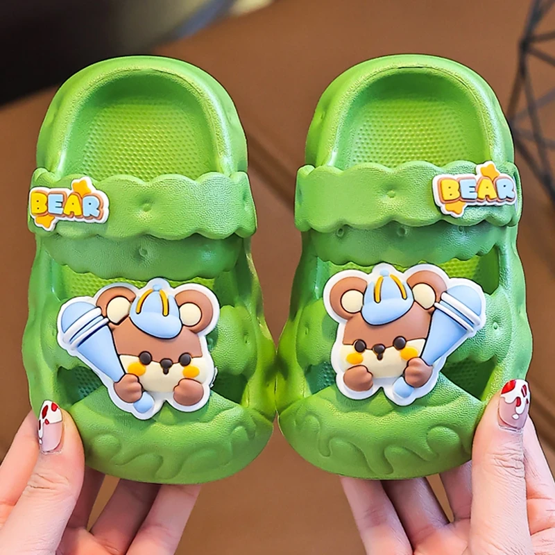 可爱卡通包头洞洞鞋男童夏季拖鞋防滑外穿儿童居家加厚款软底女童