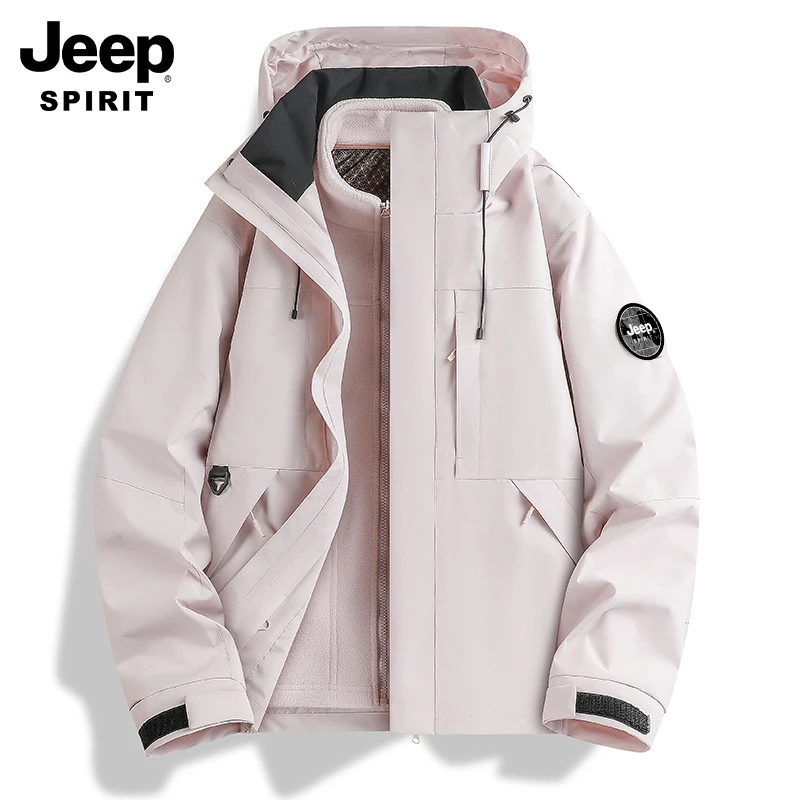 JEEPSPIRIT2025秋季新款冲锋衣三合一男女同款户外旅游登山服两件