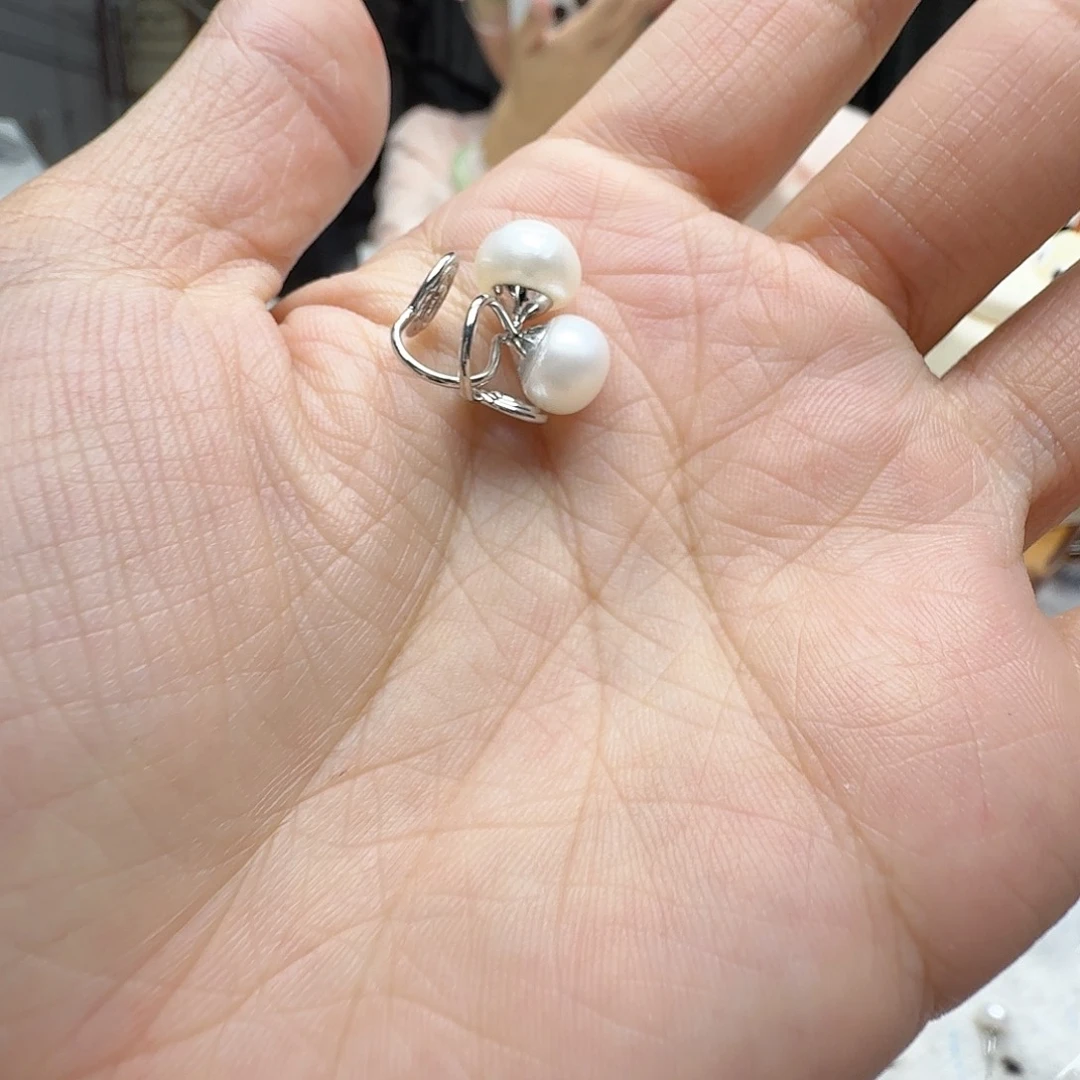 合金淡水珍珠耳饰