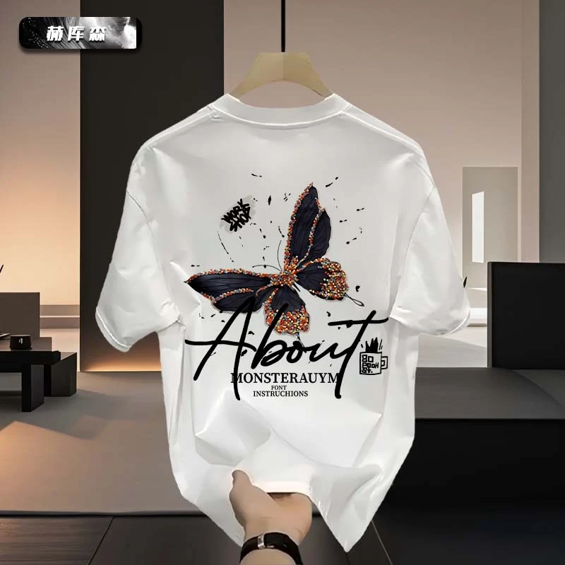 赫库森2025夏季原创个性设计感圆领宽松百搭纯棉短袖男女同款T恤