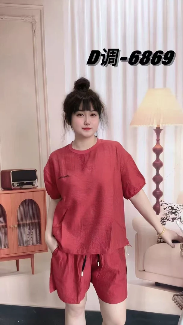 6869-DD-两件套（半袖+短裤）夏季新款大码套装