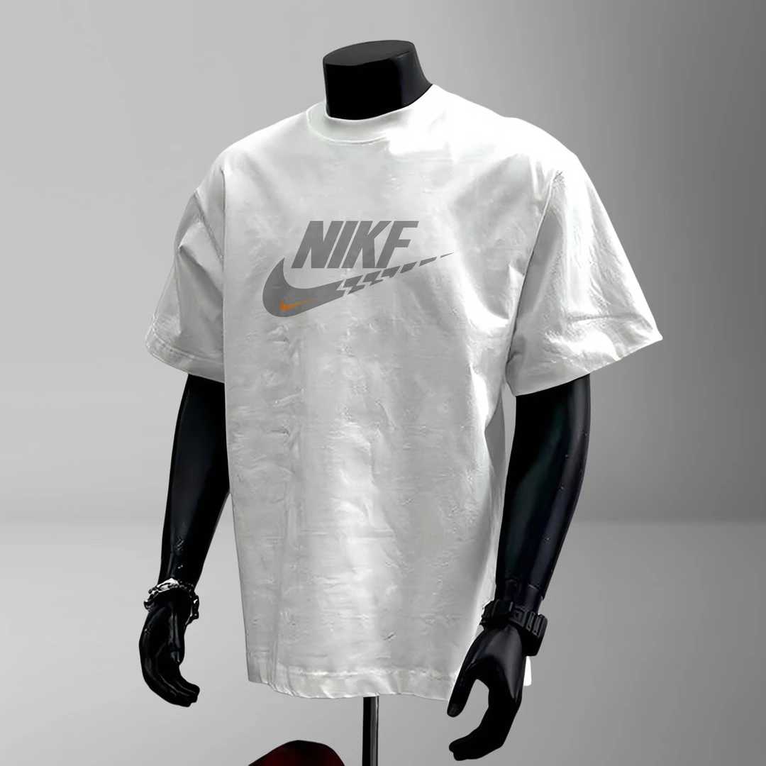 秋冬新款潮牌纯棉印花短袖T恤打底衫百搭休闲圆领白色男版男士