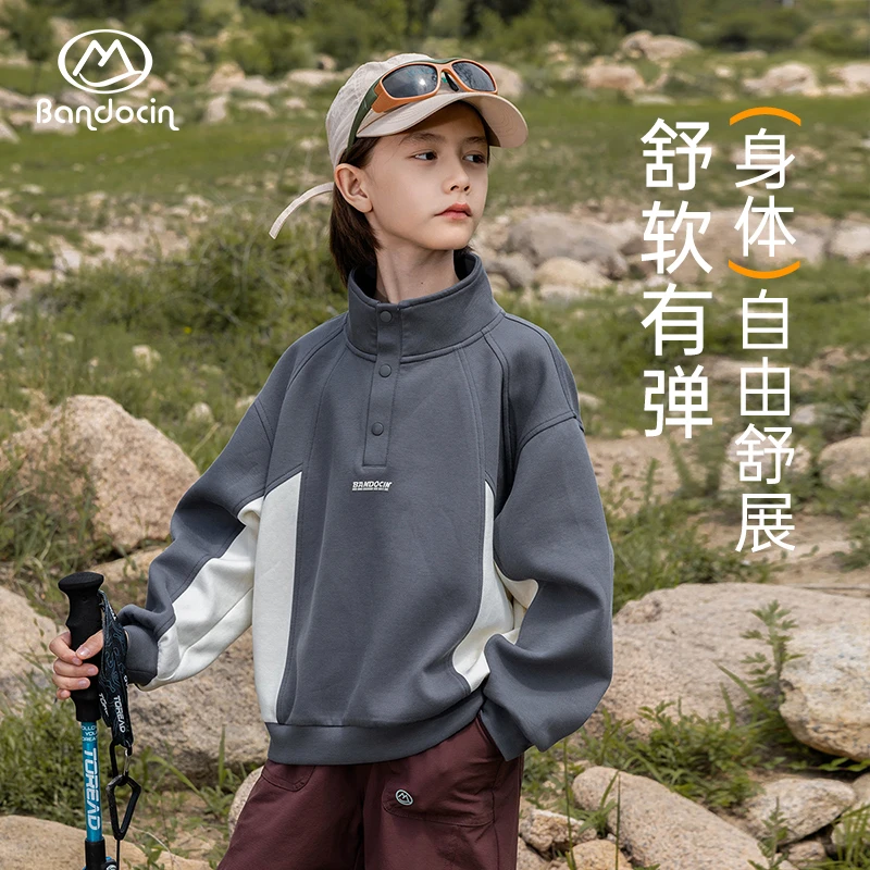 BANDOCIN/半度闲春秋休闲风长袖高领T恤宽松打底学院风户外运动