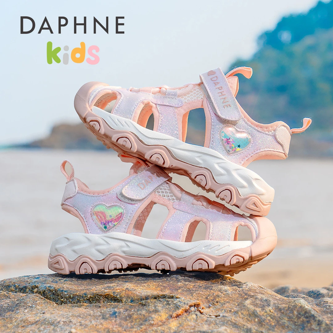 Daphne达芙妮儿童凉鞋包头女夏季耐穿凉鞋女童凉鞋推荐女6-12岁