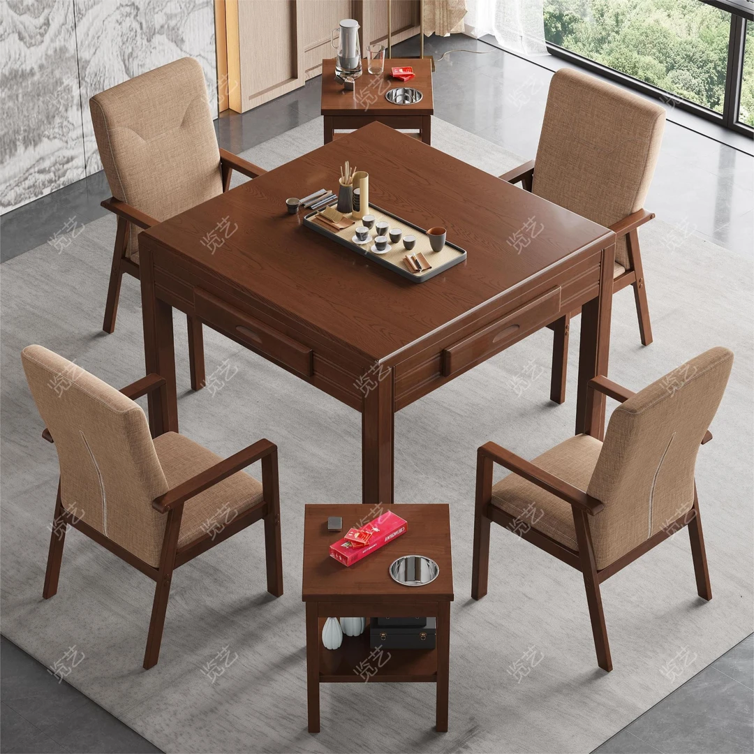 览艺高档实木麻将机全自动家用餐桌一体静音麻将桌过山车机旋翼机