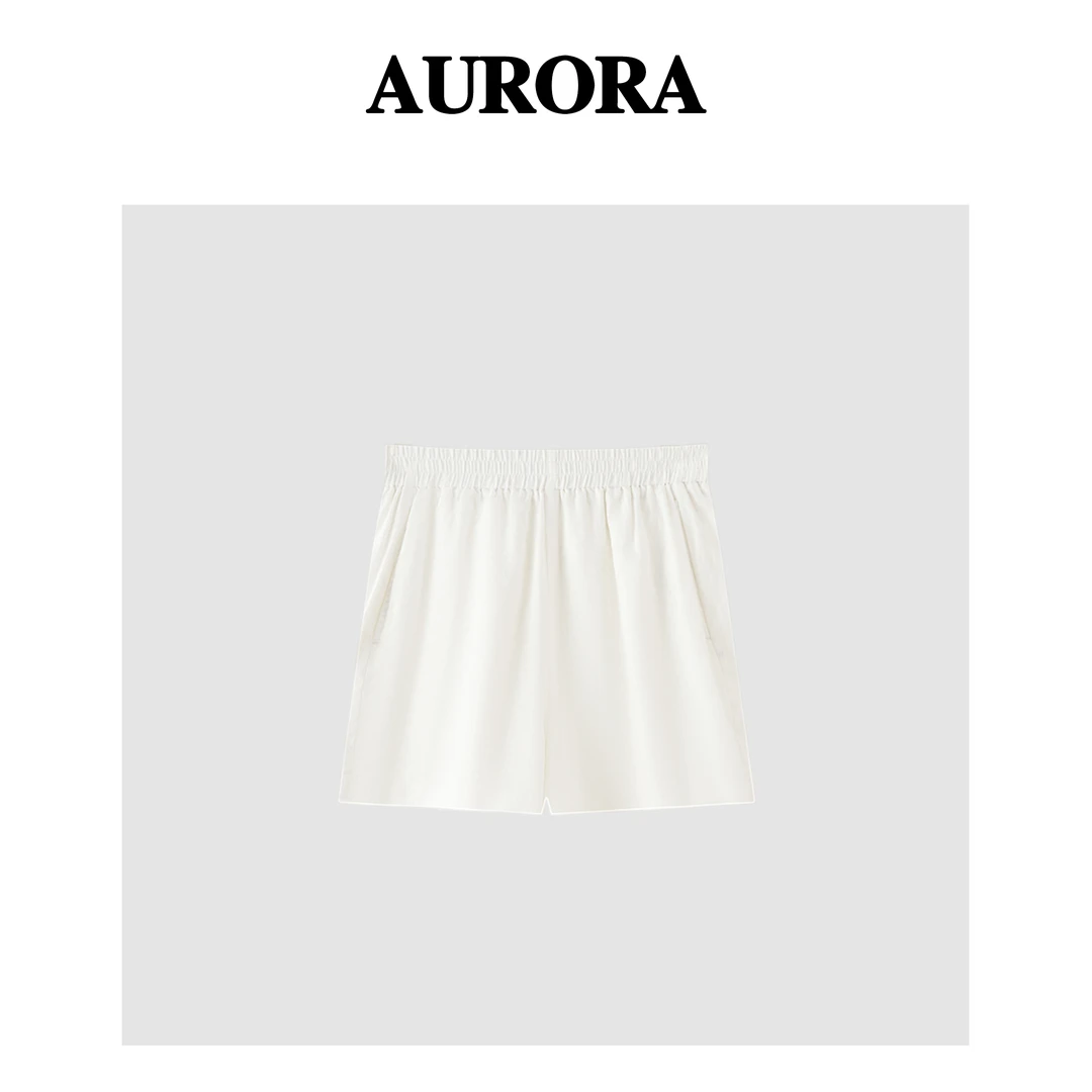 【AURORA】夏季纯色百搭亚麻短裤极简轻奢百搭