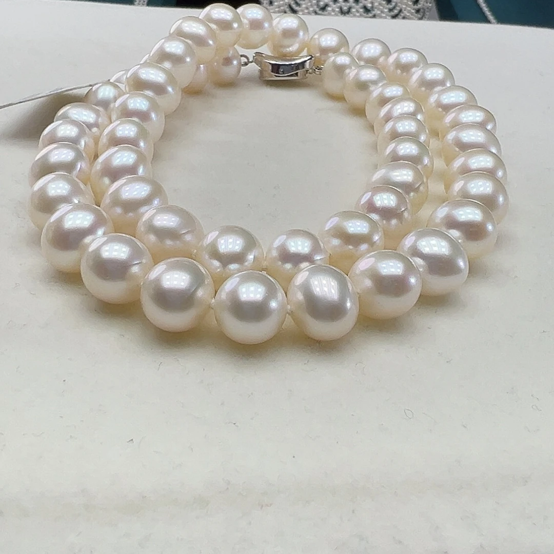银S925镶嵌颈饰淡水珍珠➕9-10高品极光炫彩