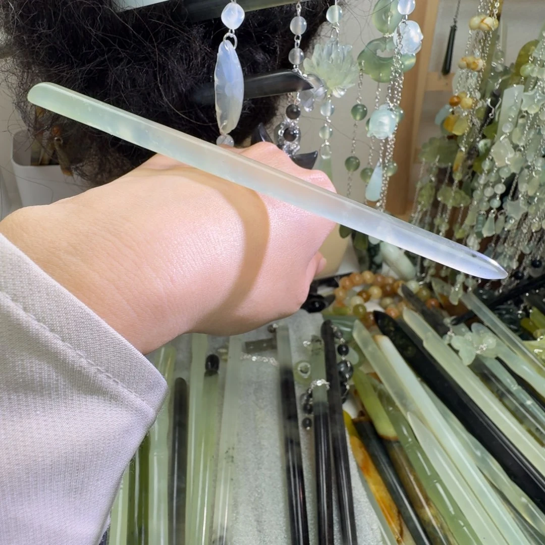 蛇纹石玉合金发饰