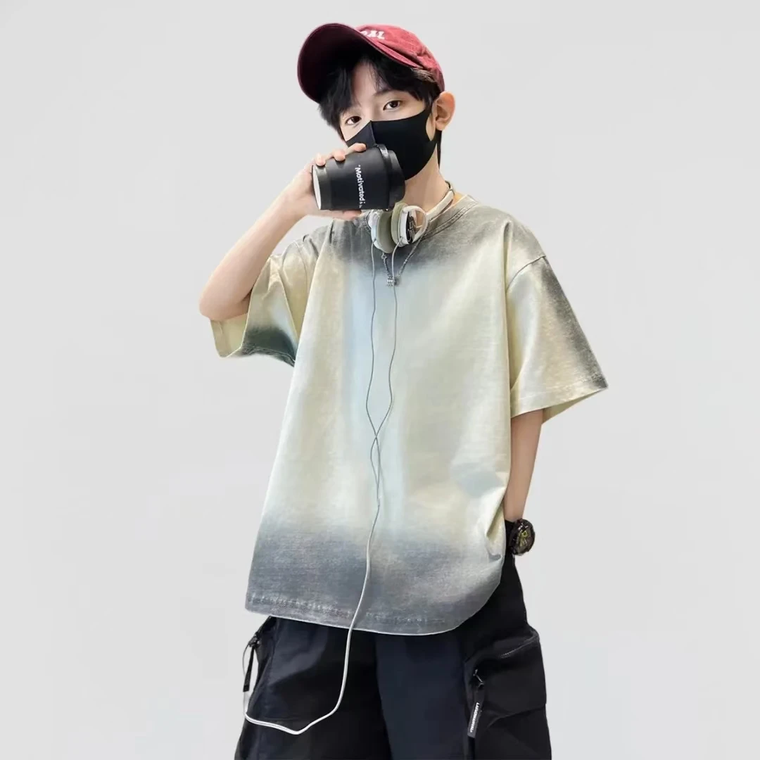 7乖150-180防晒衣男童休闲短裤2025运动百搭中大童夏季运动短袖