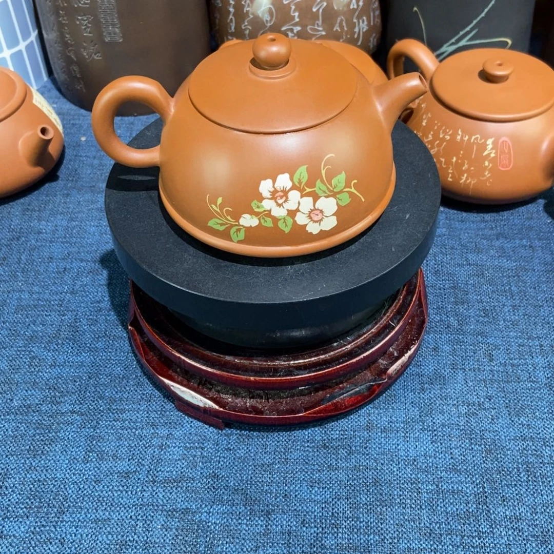 5建水紫陶手工复烧彩填壶200c