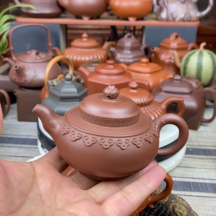 紫砂茶壶云肩如意150cc原矿一厂老底曹青