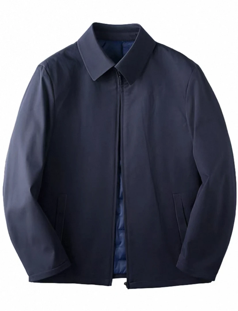 2025男士黑色中老年夹克加蚕丝棉翻领休闲男款9918款