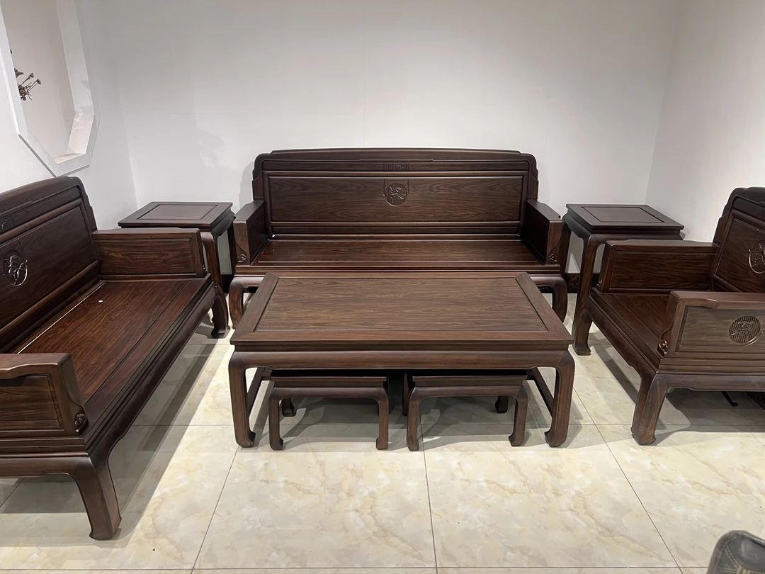 【雨竹沙发】大叶紫檀新中式古典成套