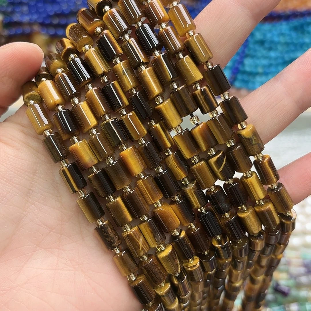 玛瑙/玉髓未镶嵌珠宝半成品6×9虎眼圆柱一条