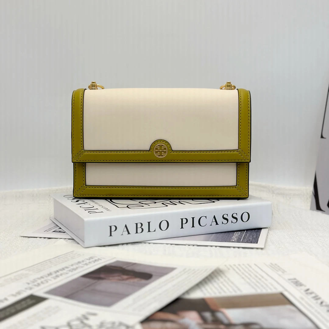 全新未使用 TORY BURCH/汤丽柏琦 Monogram牛皮风琴单肩斜挎包042