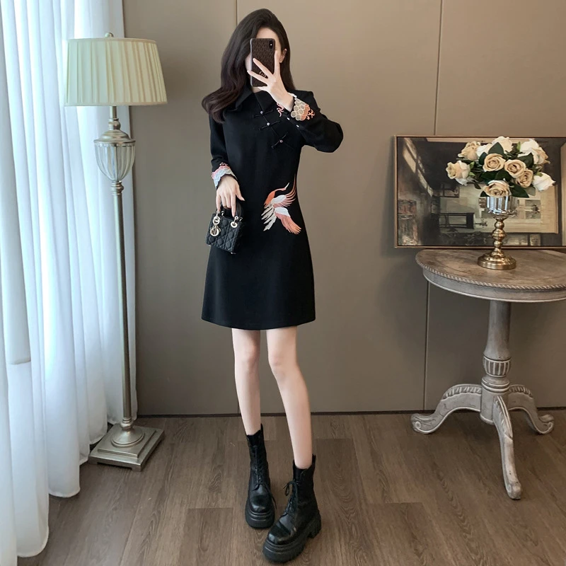 春季小个子纯色复古风2025年POLO领气质女装拉链连衣裙复古裙子