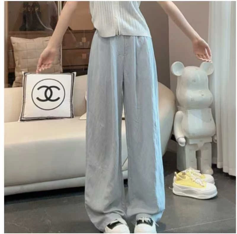 新款垂感休闲裤女2025年夏季薄款时尚百搭高腰宽松直筒裤