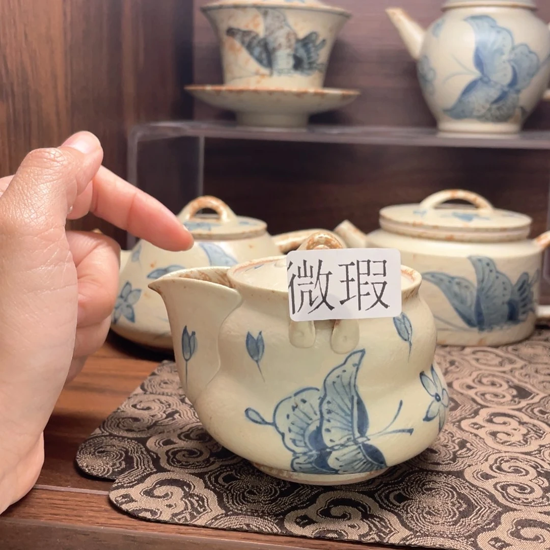 釉下彩纯手绘有瑕