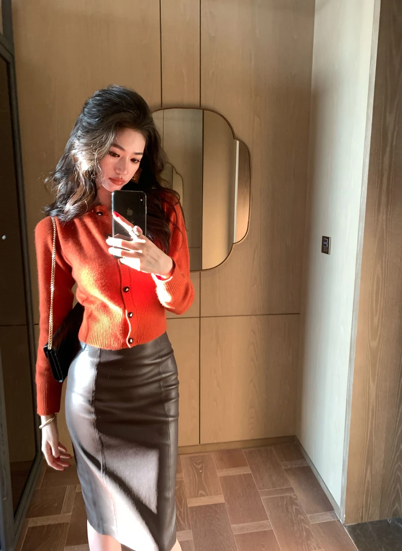 金南一保暖磨毛毛针织衫气质秋冬修身山羊绒开衫02311007