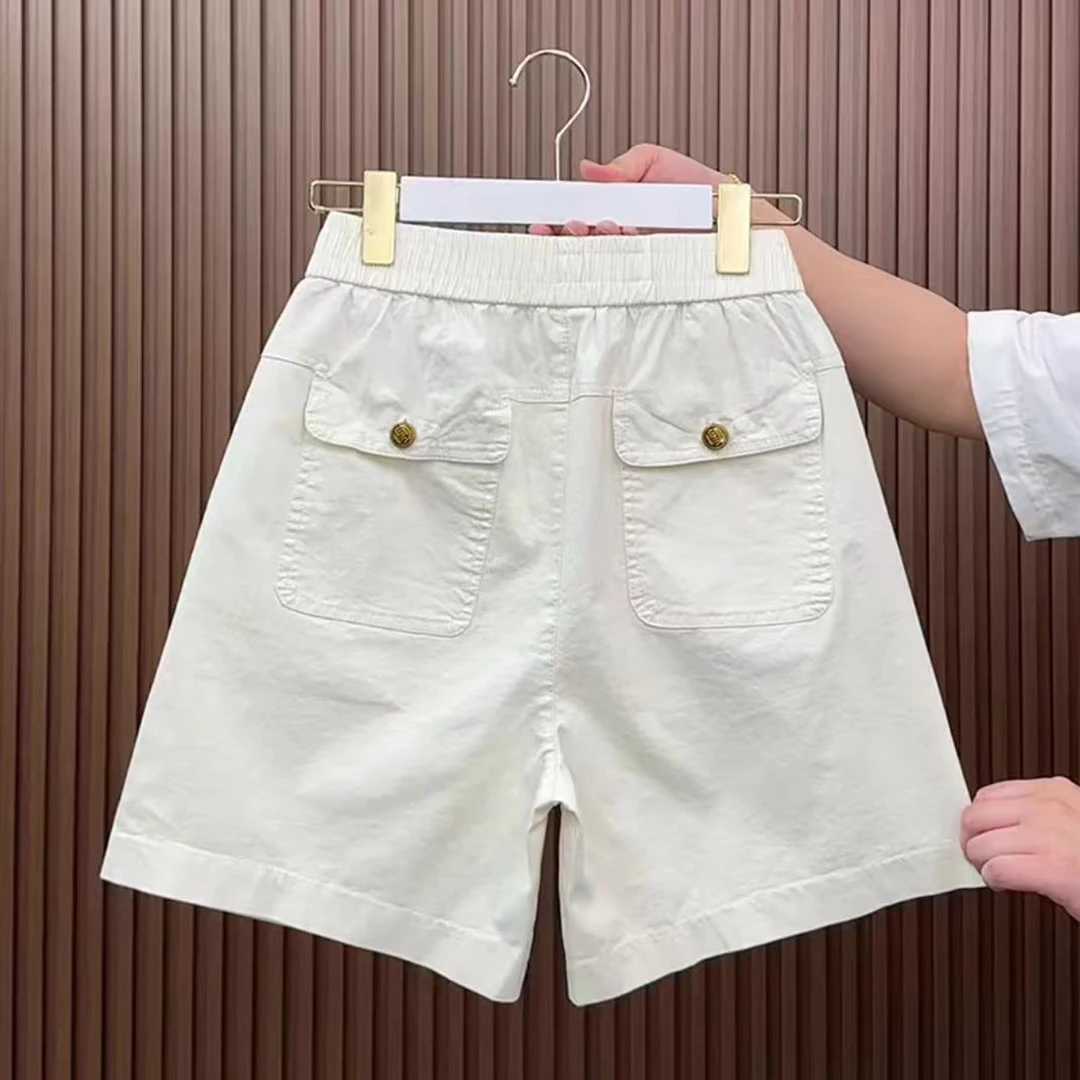 夏季新款水洗棉短裤女高腰显瘦洋气五分裤时尚百搭运动裤透气舒适
