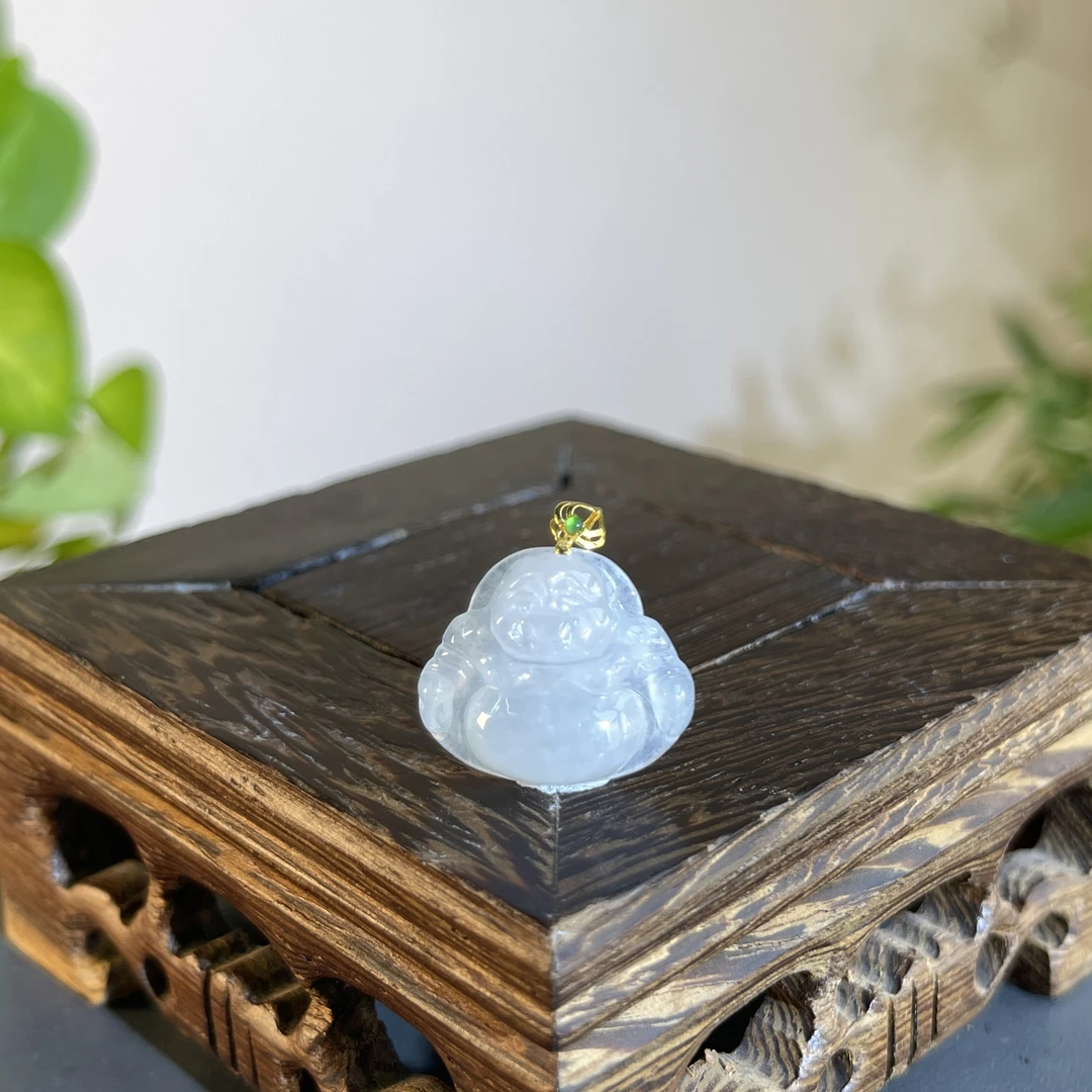 JTA08-25 天然缅甸翡翠A货 18K扣佛公