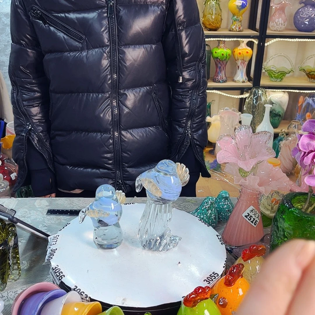 一对鸟家悦琉璃工艺品