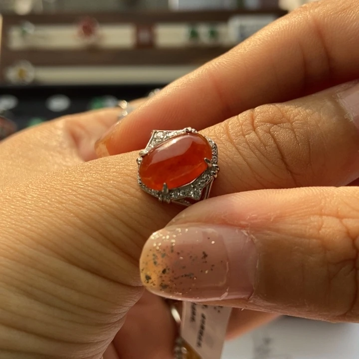 翡翠戒指银S925镶嵌戒指